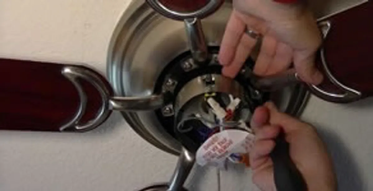 Ceiling fan installation with electrical wiring and mounting by professional electrician in Austin, TX