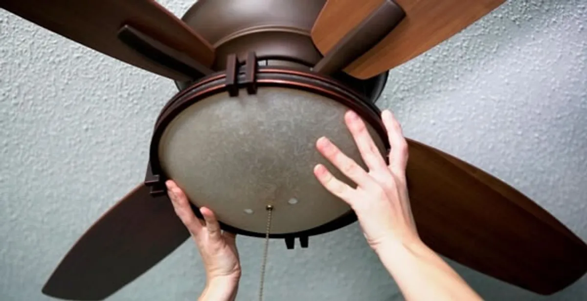 Ceiling fan repair and reinstallation on ceiling mount in Austin, TX
