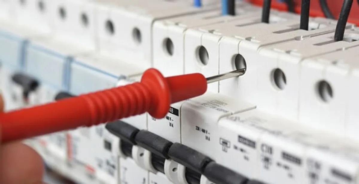 Electrical contractor testing circuit breakers during electrical repair in Cedar Park, TX