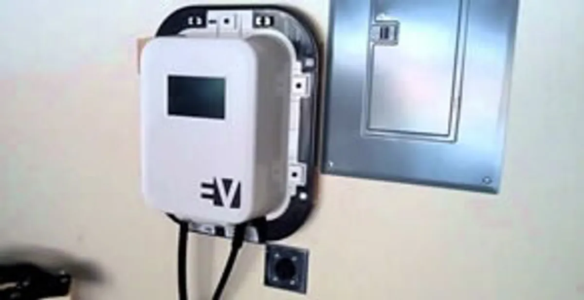 Electric car charger installation with wall-mounted EV charging station in Austin, TX