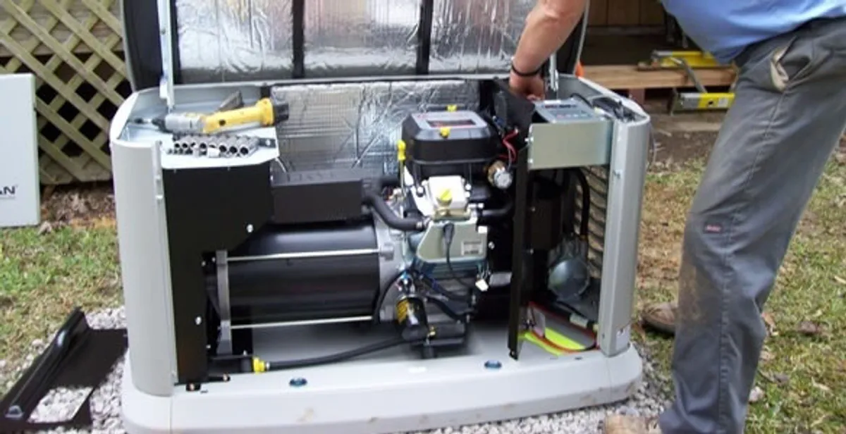 generator installation service showing technician connecting and configuring generator components in Austin, TX